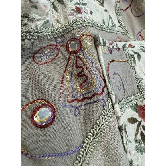 NEW!!"REVERSABLE" Artsy ,Floral, Cottage Core, Embroidered, 100% Linen,Blazer,PM - Picture 10 of 15